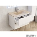 Долен шкаф за баня 80cm, с мивка, бежов мат, Inter Ceramic ICP 7955+ ICC 8066BG